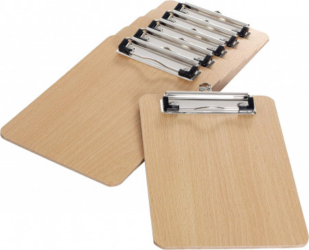 Set de 6 clipboard-uri A5 TUKA-i-AKUT, MDF/metal, natur/argintiu