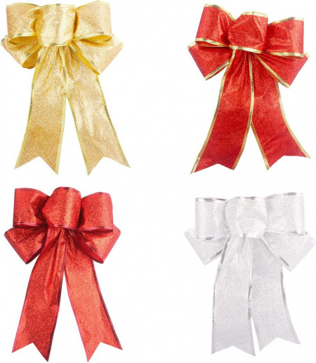 Set de 6 fundite pentru cadou Wenyue, rosu/auriu/argintiu, panglica, 20 x 25 cm - Img 1