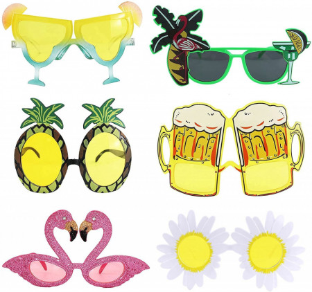 Set de 6 perechi de ochelari pentru recuzita foto JellnZs, Hawaiian Tropical, PPT, multicolor