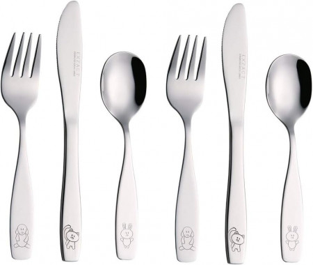 Set de 6 tacamuri pentru copii Exzact, otel inoxidabil, argintiu