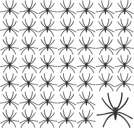 Set de 60 de paianjeni Halloween Funklu, plastic, negru, 4.5 x 4 cm - Img 1