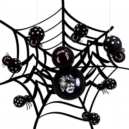 Set de baloane decorative cu autocolante pentru Halloween PHIEZC, cauciuc, negru