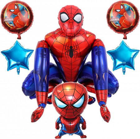 Set de baloane DGUSO, model Spider Man, 11 piese, folie, multicolor