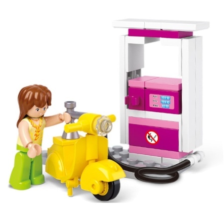 Set de constructie Sluban Benzinarie, ABS, 37 piese, Multicolor, 6 ani+