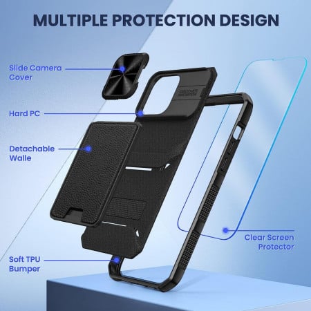 Set De Husa Si Folie De Protectie Ecran Pentru Iphone Pro Max Hweggo Piele Pu Sticla