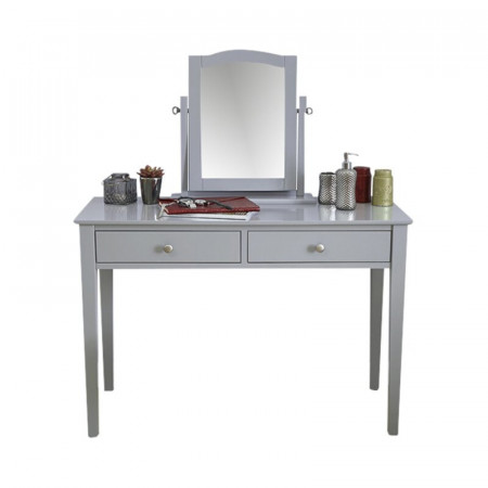 Set de masă de toaletă Arundel cu oglindă, gri, 128cm H x 109cm W x 47cm D - Img 1