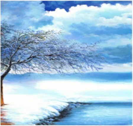 Set de pictura cu diamante YUNJIN , model peisaj, multicolor, panza/rasina, 30 x 30 cm
