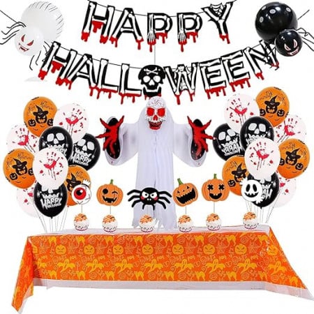 Set decoratiuni Halloween Kimimara, latex/PVC, multicolor, 37 piese