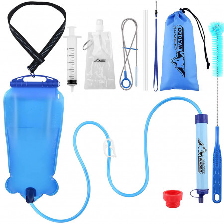 Set filtru pentru apa cu accesorii WADEO, plastic/TPU, albastru, 3 L