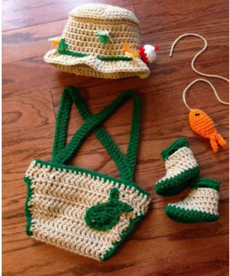 Set tricotat pentru sedinta foto bebelusi Ruiqas, fibre acrilice/bumbac, multicolor, 0-1 luna - Img 1