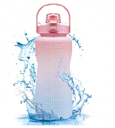 Sticla pentru apa Amobon, ABS, roz/albastru, 11 x 30 cm, 2000 ml