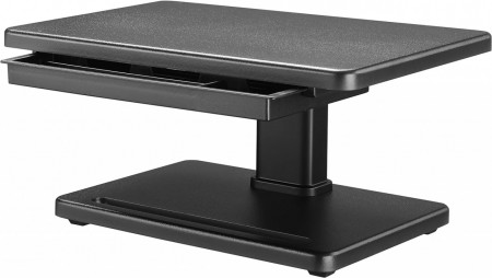 Suport reglabil pentru monitor ETHU, otel/aliaj de aluminiu/lemn, negru, 22,9 x 34,7 x 10,4-20,4 cm