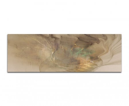 Tablou abstract East Urban Home, panza/lemn, maro/auriu, 50 x 150 cm