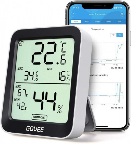 Termometru/higrometru Govee, LCD, alarma, notificare, 6,3 x 7,6 cm - Img 1