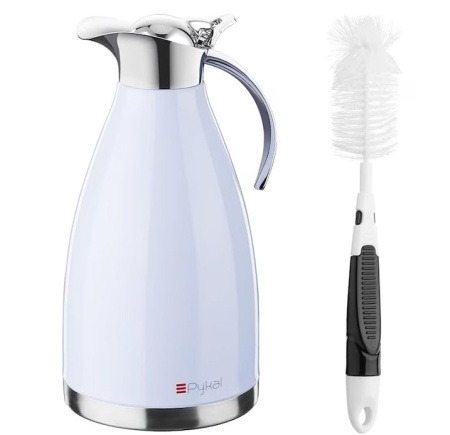 Termos tip carafa Pykal, otel inoxidabil, pereti dubli izolati in vid 24h, 2 L, perie de curatare, albastru, Resigilat, Grad A