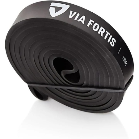 Banda elastica lunga VIA FORTIS, Ultra Light, de rezistenta, premium, ghid de exerciti, geanta depozitare, pentru fitness, antrenament, Negru, 7-24 Kg, Resigilat, Grad A