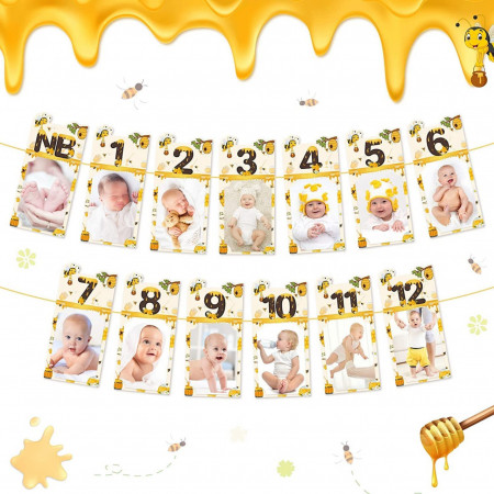 Banner foto pentru bebelusi 1-12 luni Kungfu Mall, carton, multicolor