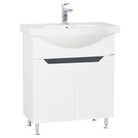 Baza si lavoar baie GN0501, cu picioare si usi, alb/antracit, 70x45x84 cm