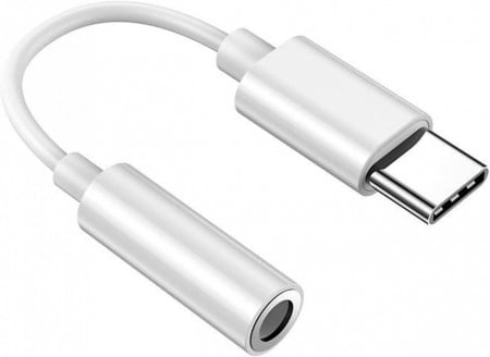 Cablu adaptor audio tip C Kiuiom, ABS, alb, 11,7 cm
