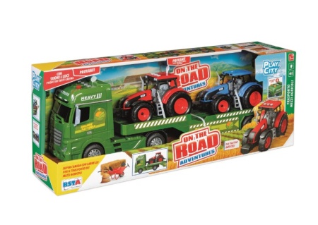 Camion cu frictiune RS Toys transport agricol,cu doua tractoare incluse, cu sunete si lumini