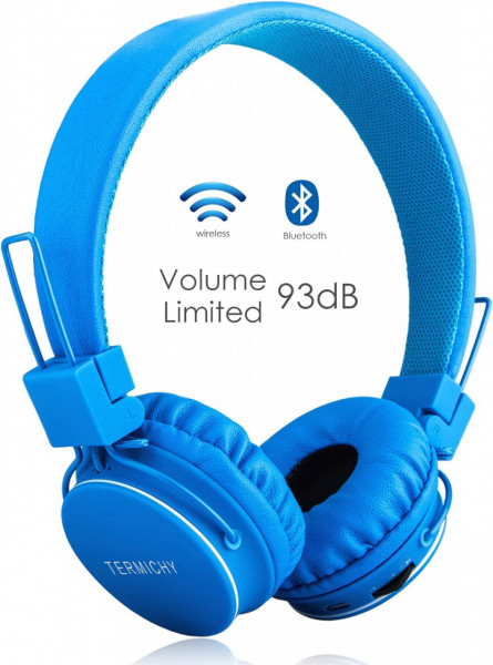 Casti Bluetooth pentru copii Termichy, albastru, cu microfon