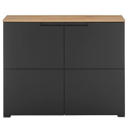 Comoda Thinte, MDF/PAL, negru/natur, 100 x 80 x 40 cm