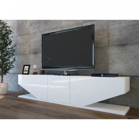Comoda TV Agarita, lemn masiv/prelucrat, alb, 40 x 180 x 30 cm