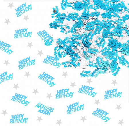 Confetti "HAPPY BIRTHDAY" Hileyu, albastru, plastic, 40 g