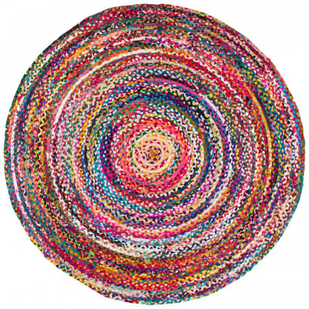 Covor rotund Rosanne, bumbac, multicolor, 122 cm - Img 1