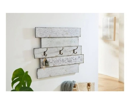 Cuier de perete Emma, MDF, gri, 66 x 55 x 10,5 cm