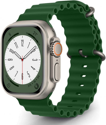 Curea pentru Apple Watch Ultra MiranaTech, silicon, verde, 49/45/44/42 cm