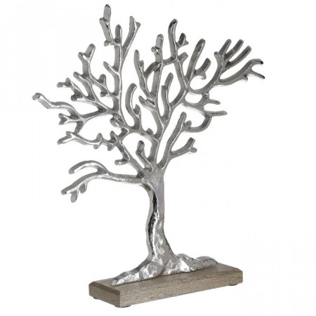 Decoratiune Tree Sherlene, aluminiu, argintie/maro, 35 x 7 x 32 cm - Img 1