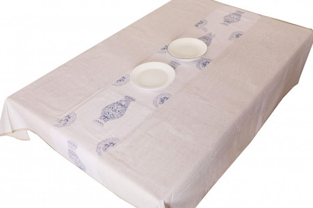 Fata de masa Vinylla, PVC, bej/albastru, 140 x 240 cm