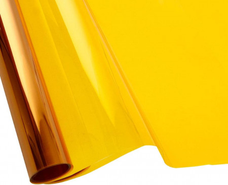 Folie de protectie UV pentru ferestre cu efect de oglinda Sourcing Map, PET, galben, 70 x 200 cm