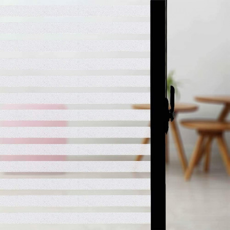 Folie mata dungata pentru ferestre Cskunxia, PVC/PET, alb, 60 x 200 cm