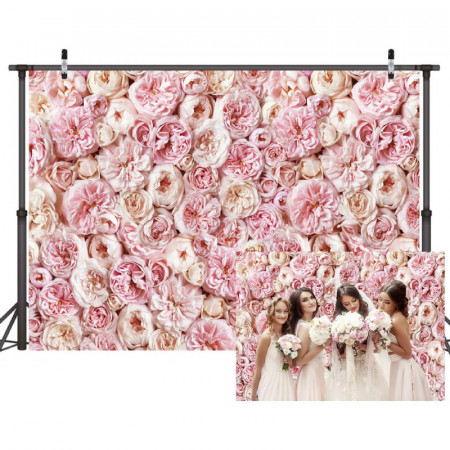 Fundal foto LYWYGG, model floral, roz, vinil, 180 x 250 cm