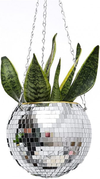 Ghiveci pentru plante Beeluune, plastic/sticla, argintiu/auriu, 15 x 13 cm