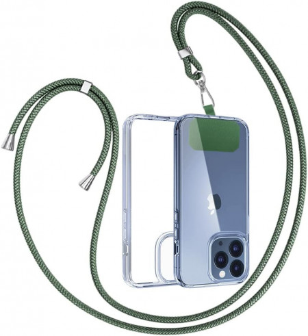 Husa de protectie cu snur pentru iPhone 13 Pro Max Gumo, TPU/poliester, albastru deschis/verde, 6.7 inchi