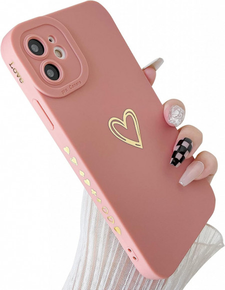 Husa de protectie pentru iPhone 11 SmoBea, silicon, roz/auriu, 6,1 inchi