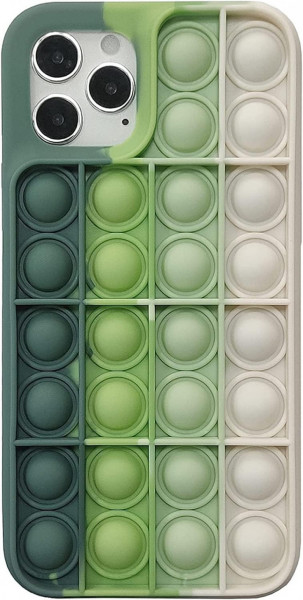 Husa de protectie pentru iPhone 12/12 Pro Pop It, silicon, alb/verde, 6,1 inchi