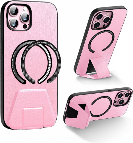 Husa de protectie pentru iPhone 13 Pro Quikbee, piele PU, roz, 6,1inchi