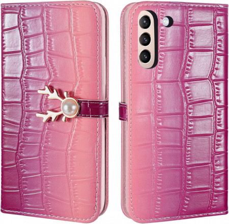 Husa de protectie pentru Samsung Galaxy S21 5G Aisenth, piele PU, roz, 6.2 inchi