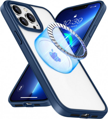 Husa pentru iPhone 13 Pro UNDEUX, piele PU, albastru, 6,1 inchi