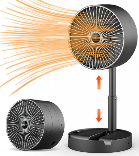 Incalzitor cu ventilator Kouric, metal/plastic, negru, 16 x 30/36 cm, 600W