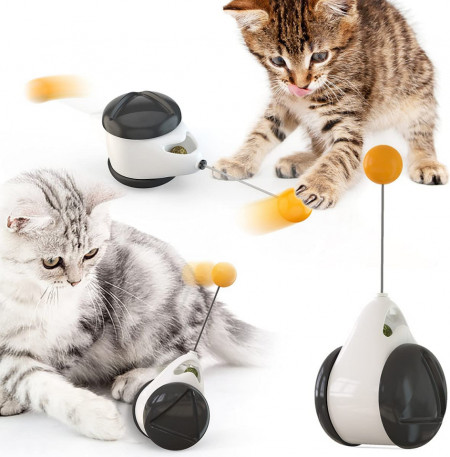 Jucarie pentru pisici Yatellas, plastic, alb/negru/portocaliu, 5,7 x 24 cm