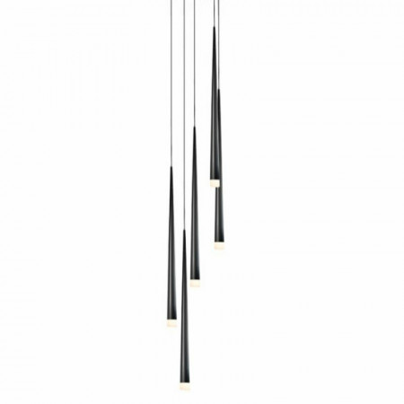 Lustra tip pendul Cluster Stylo, metal, negru, 90 x 31 x 31 cm - Img 1