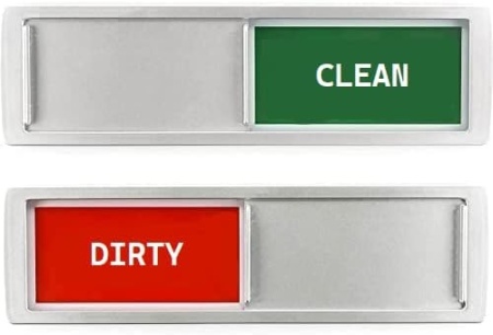 Magnet Clean/Dirtypentru masina de spalat vase/rufe Charles Daily, alb/verde/rosu, 17,5 x 5 cm