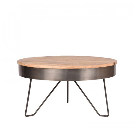 Masa de cafea Morrison, lemn masiv/metal, maro/negru, 43 x 80 x 80 cm - Img 1