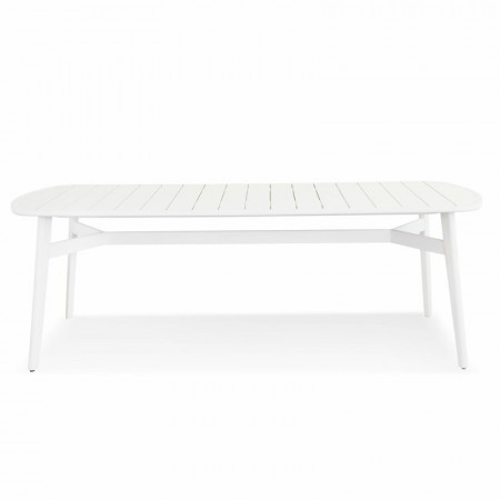 Masa de gradina Arcovio, metal, alb, 74 x 220 x 100 cm - Img 1