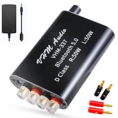 Mini amplificator HiFi Mochatopia, Bluetooth 5.0, metal, multicolor, 10 x 7 x 2,3 cm